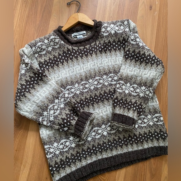 VINTAGE CASUAL CONNECTION Crewneck wool blend nordic fair isle sweater medium - Picture 5 of 15